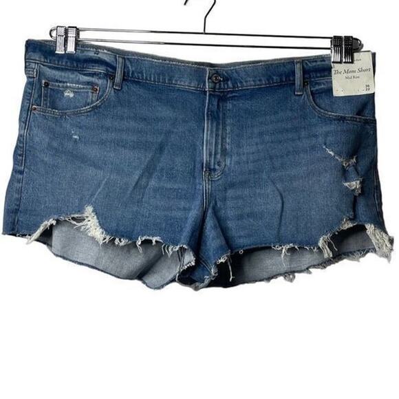Abercrombie & Fitch The Mom Short Jeans Distressed Plus Size Denim 36/22 New - Picture 14 of 14